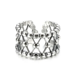 Minimalist 925 Sterling Silver Bead Ring Dainty Wide Silver Adjustable Ring